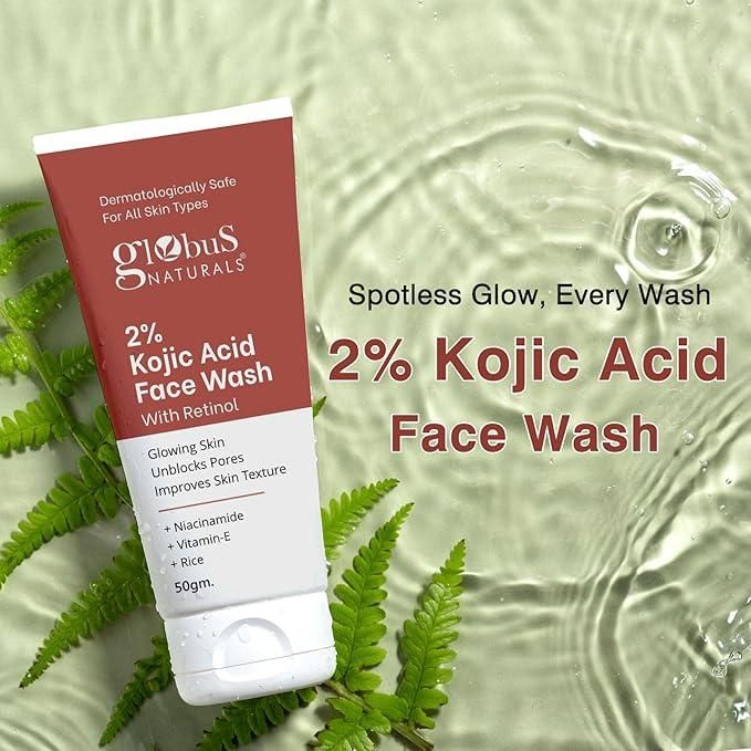 Globus Naturals Kojic Acid Skin Brightening Face Wash - 125gm (Pack of 2)