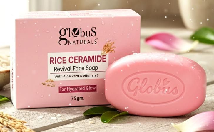 Globus Naturals 4-in-1 Combo: Rice Ceramide, Glycolic, Kojic & Saffron Soaps (Pack of 4)