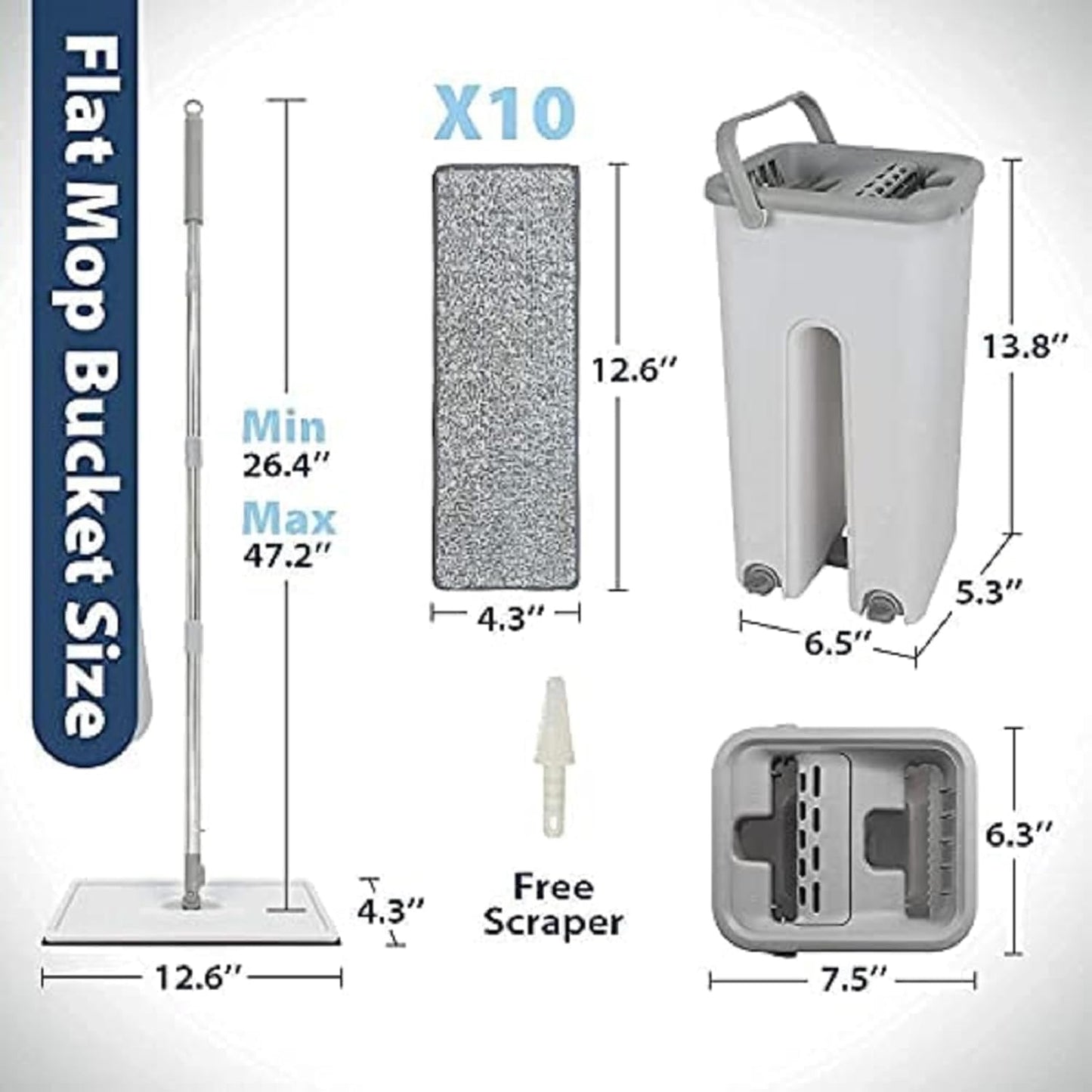 Heavy Quality 360° Flat Mop & Bucket System | Dual-Chamber Self-Wringing Design