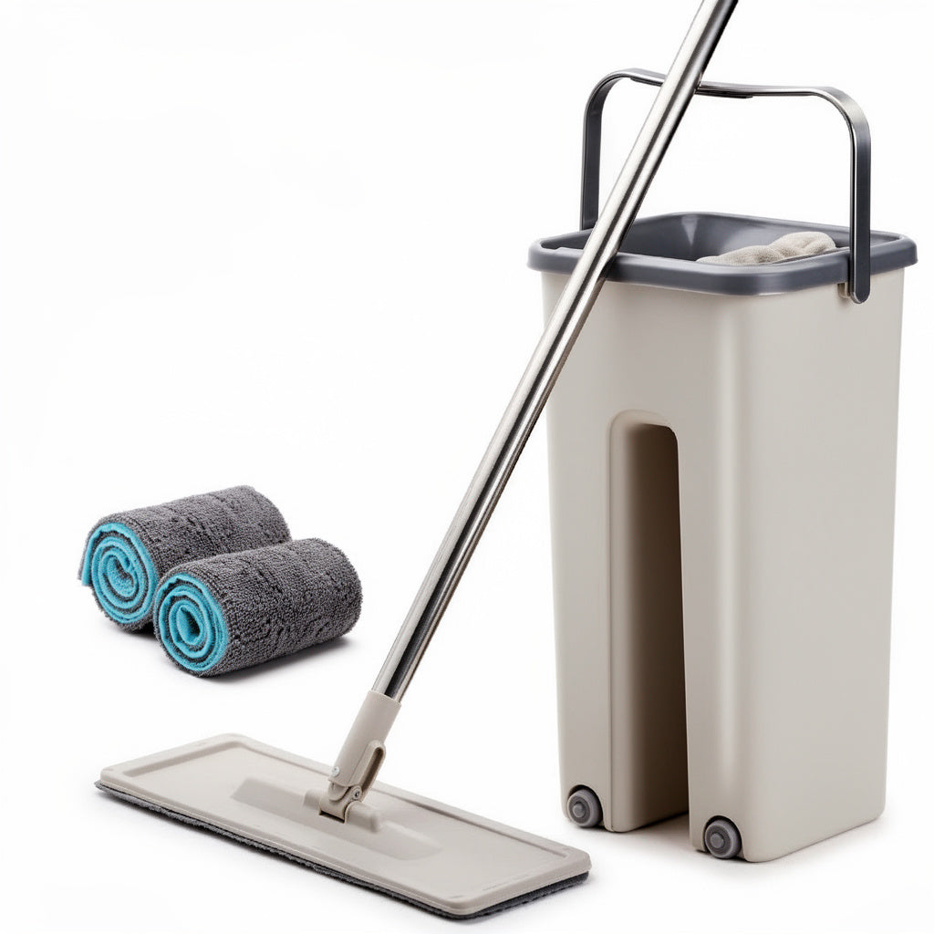Heavy Quality 360° Flat Mop & Bucket System | Dual-Chamber Self-Wringing Design